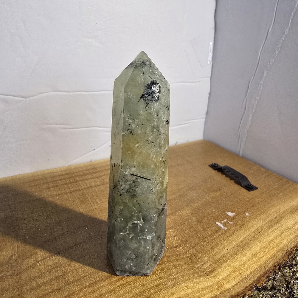 Prehnite With Epidote Rutile Tower